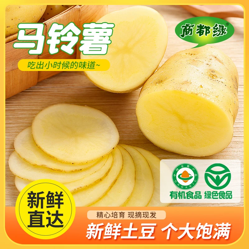【商都绿】内蒙古2025年绿色有机黄皮黄心沙面土豆现挖现发马铃薯