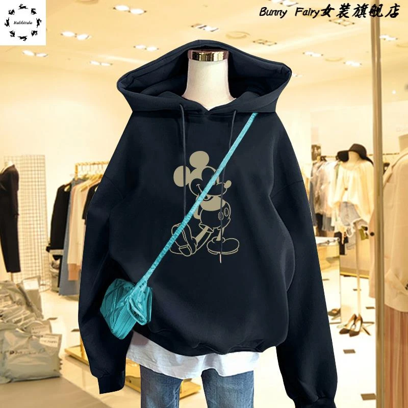 连帽卫衣女春秋2025新款爆款宽松小个子中长款欧货秋冬加绒厚外套