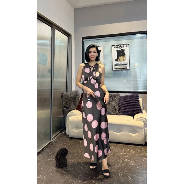 SONG-原创【连衣裙-桃花夭夭】新款缎面波点设计时尚百搭显瘦背心