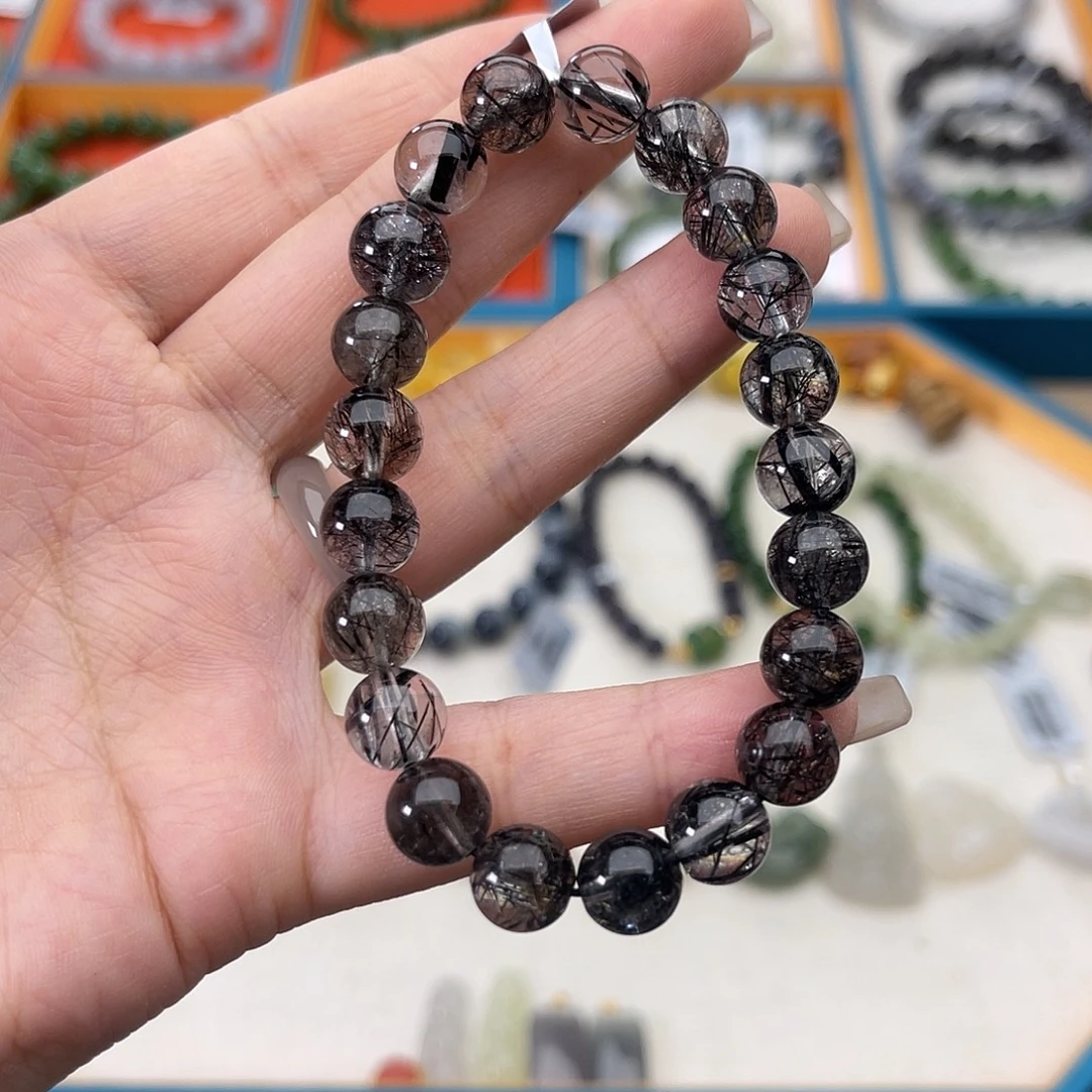 未镶嵌水晶手绳w13黑发晶8