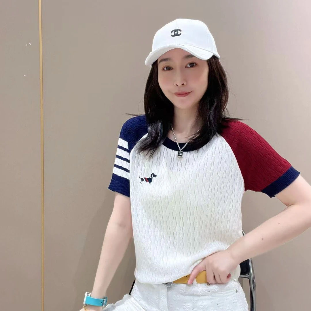 新款爆款时尚上衣洋气新款针织短袖时尚潮流网红百搭521505