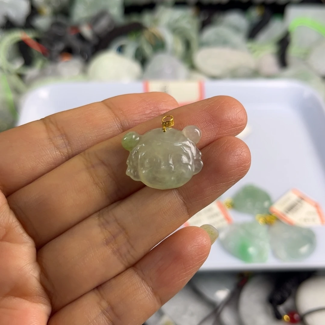 翡翠18K金镶嵌吊坠(不含链)