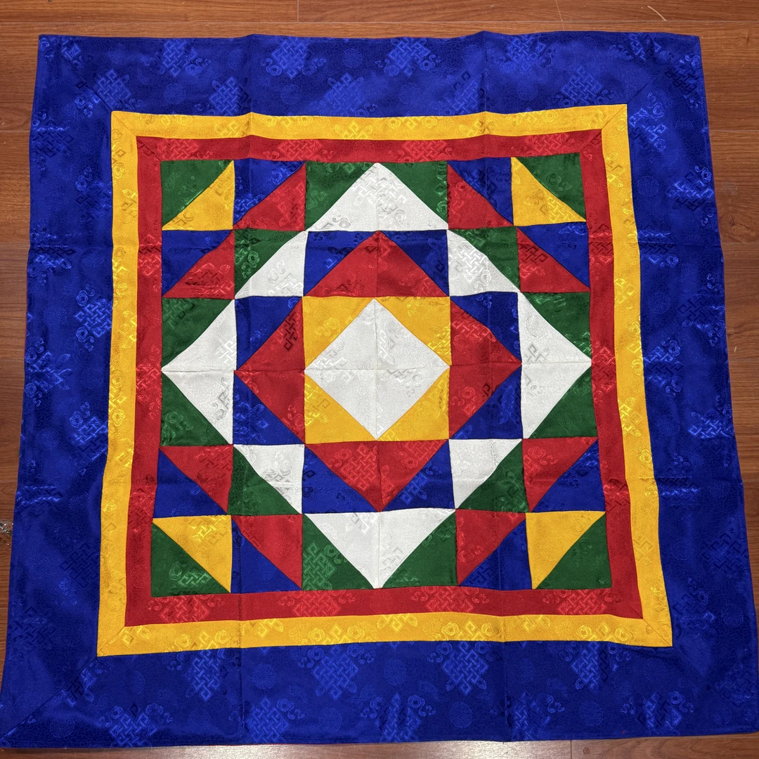 尼泊尔手工活真丝方块形佛堂桌布一米