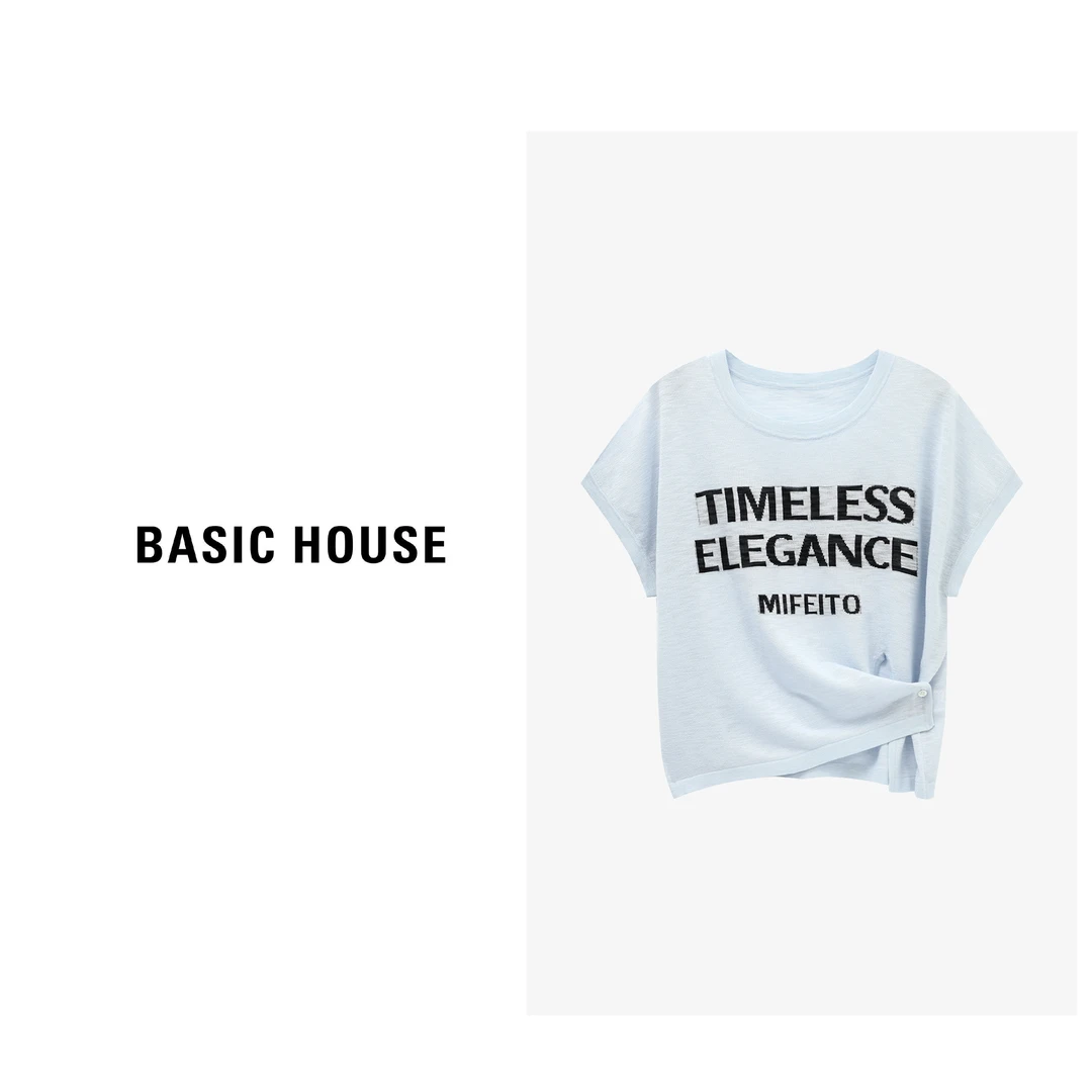 Basic House/百家好夏季休闲透气百搭时尚针织衫T恤-B0625B5CSJ2