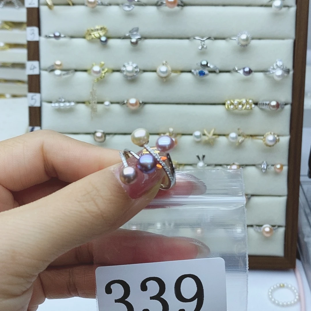 淡水珍珠戒指银S925镶嵌茉*339