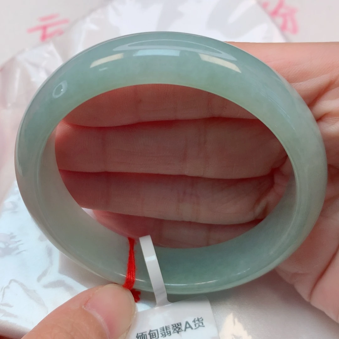 翡翠手镯未镶嵌59圈 湖水绿 轮胎镯 无纹裂推荐