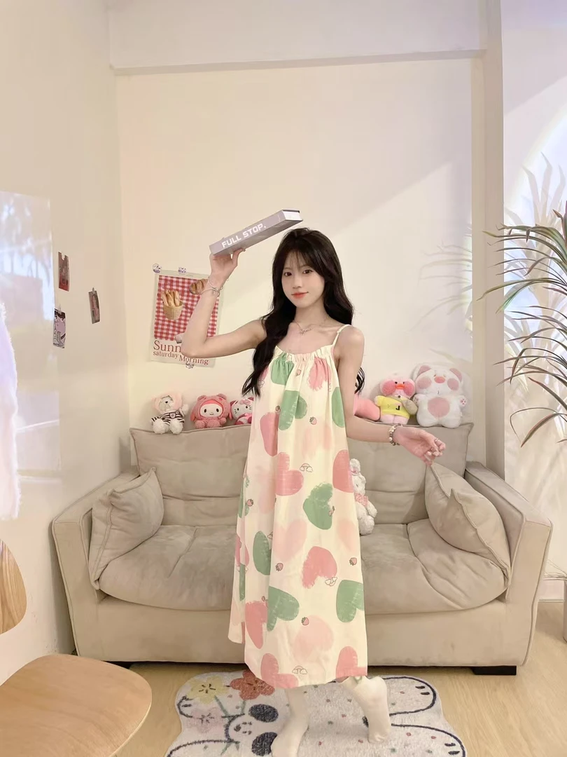 甜美可爱风吊带睡裙女夏季带胸垫可外穿家居服
