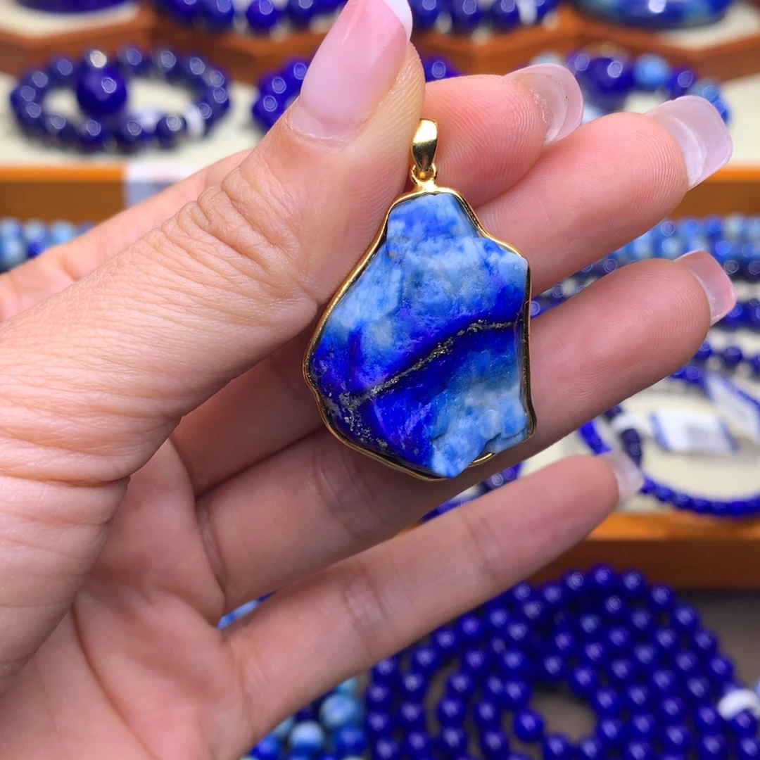 青金石银S925镶嵌吊坠