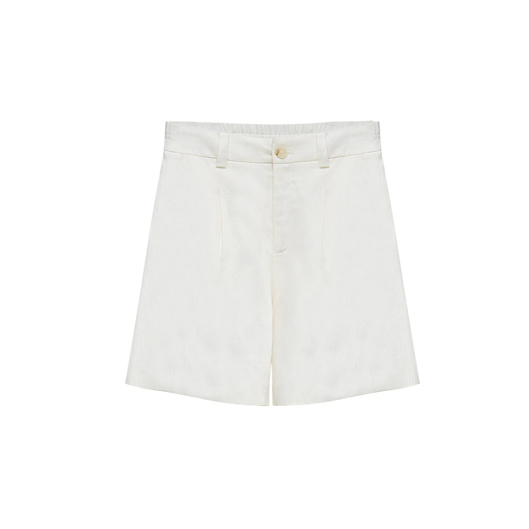 高腰百搭短裤夏季白色亚麻短裤休闲裤宽松梭织潮流a0026