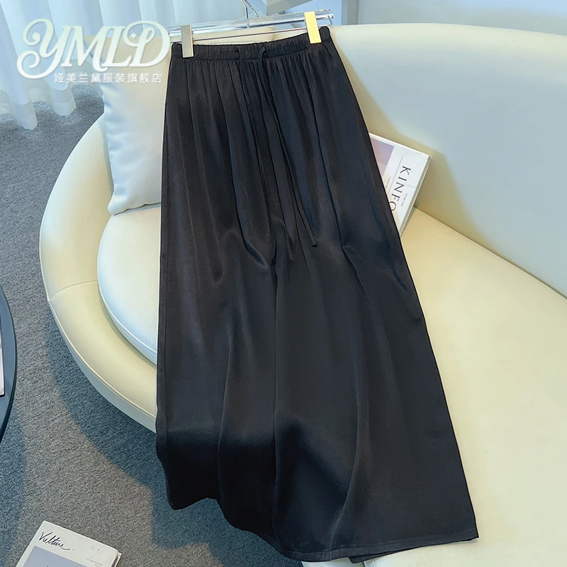 铜氨丝紫色半身裙女夏季2025新款高腰垂感中长裙气质a字包臀裙子