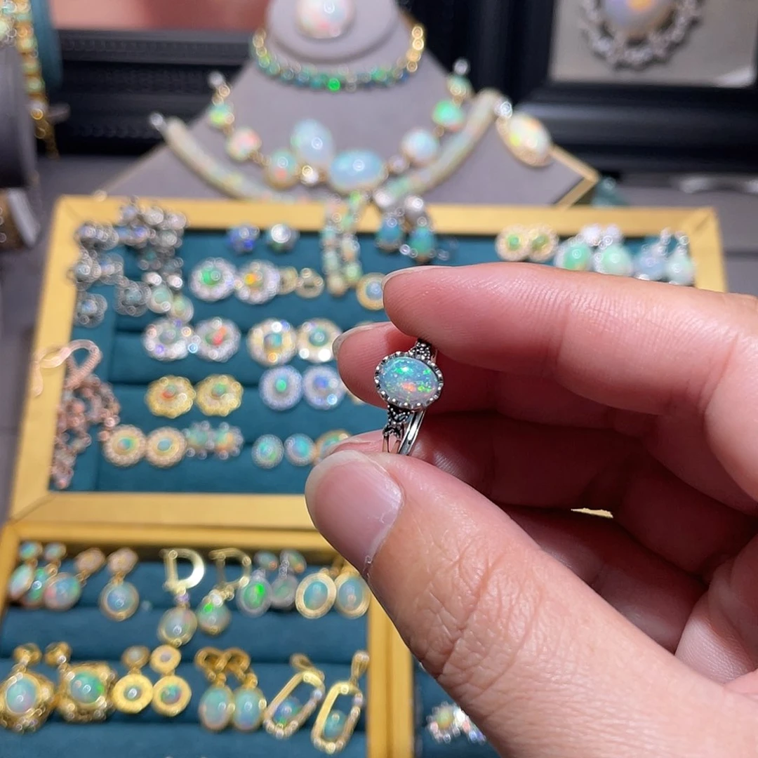 银S925镶嵌欧泊戒指）安*