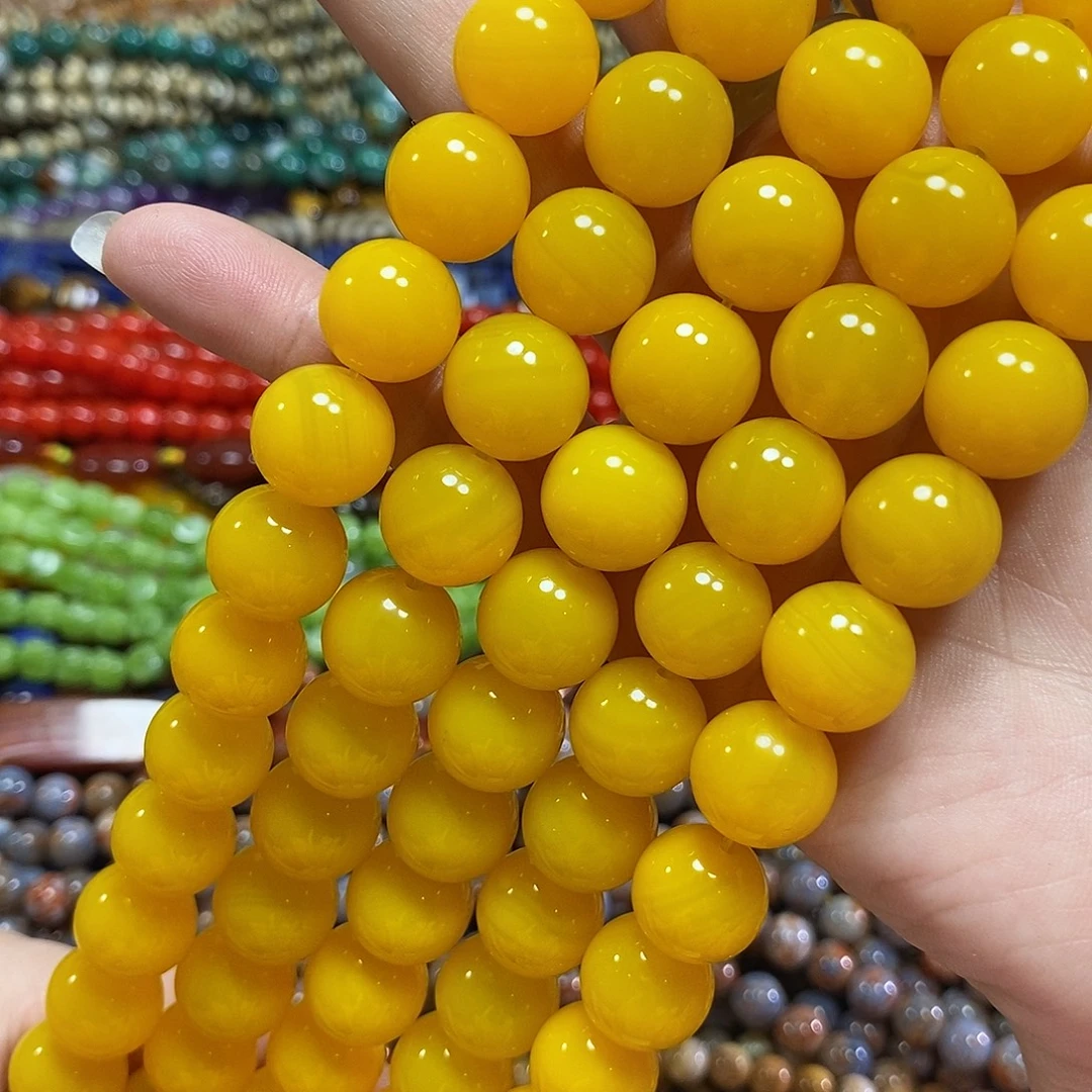 玛瑙/玉髓未镶嵌珠宝半成品鸡油黄玛瑙一条卡14mm