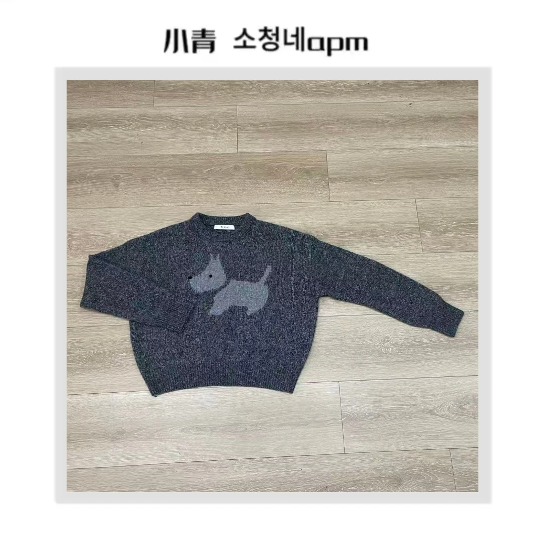 韩国东大门 BOU/简单小狗针织毛衣