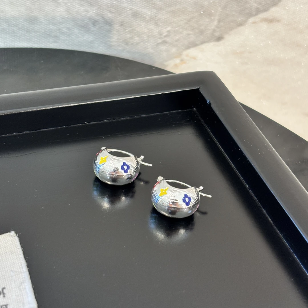 铜合金珐琅耳饰 弧形花花耳环EH3283