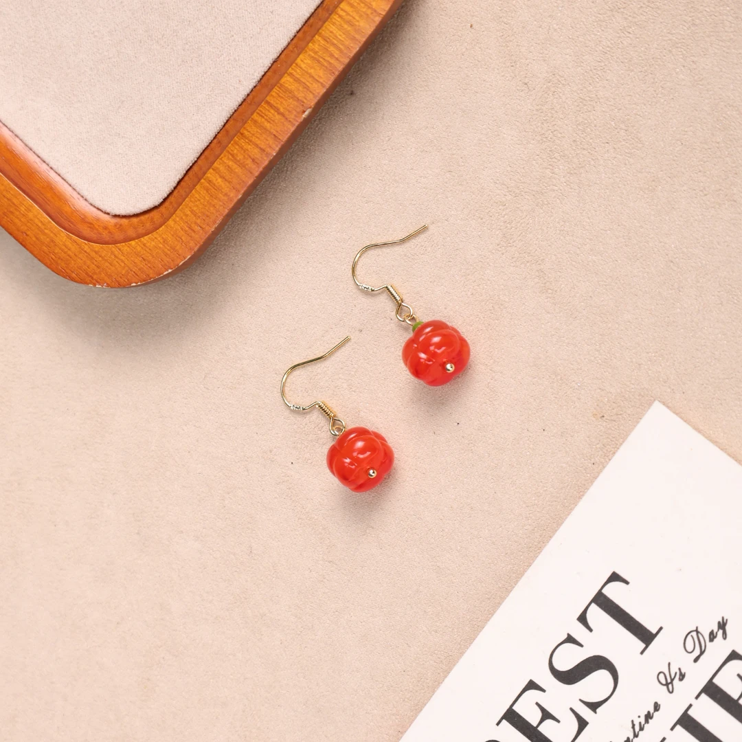 合金耳饰 LZ2882 台湾老师小柿子琉璃耳环