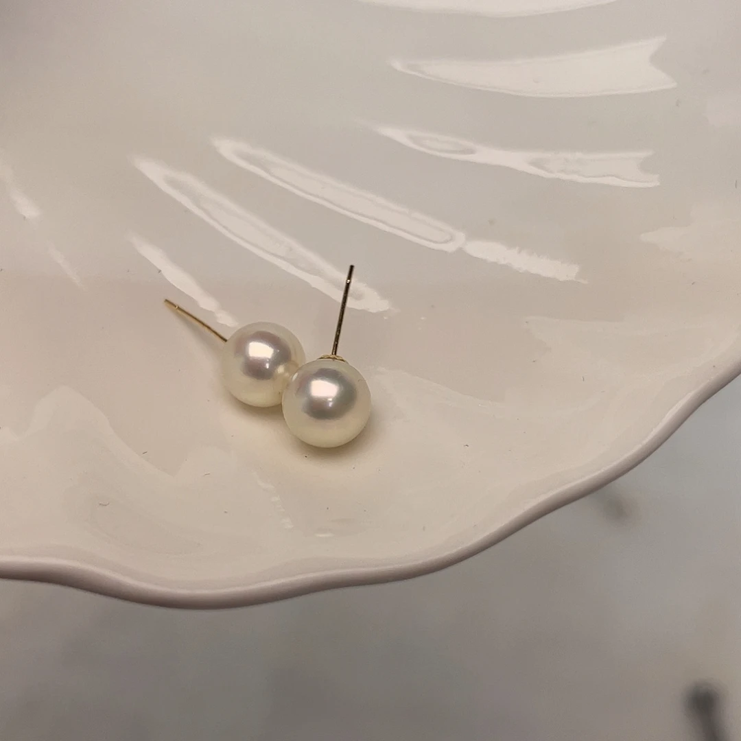 海水珍珠18K金镶嵌耳饰