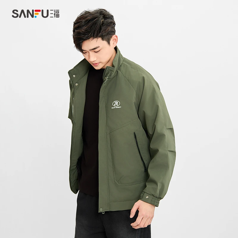 春秋百搭三防棉服加厚防风宽松保暖立领男生外套487876