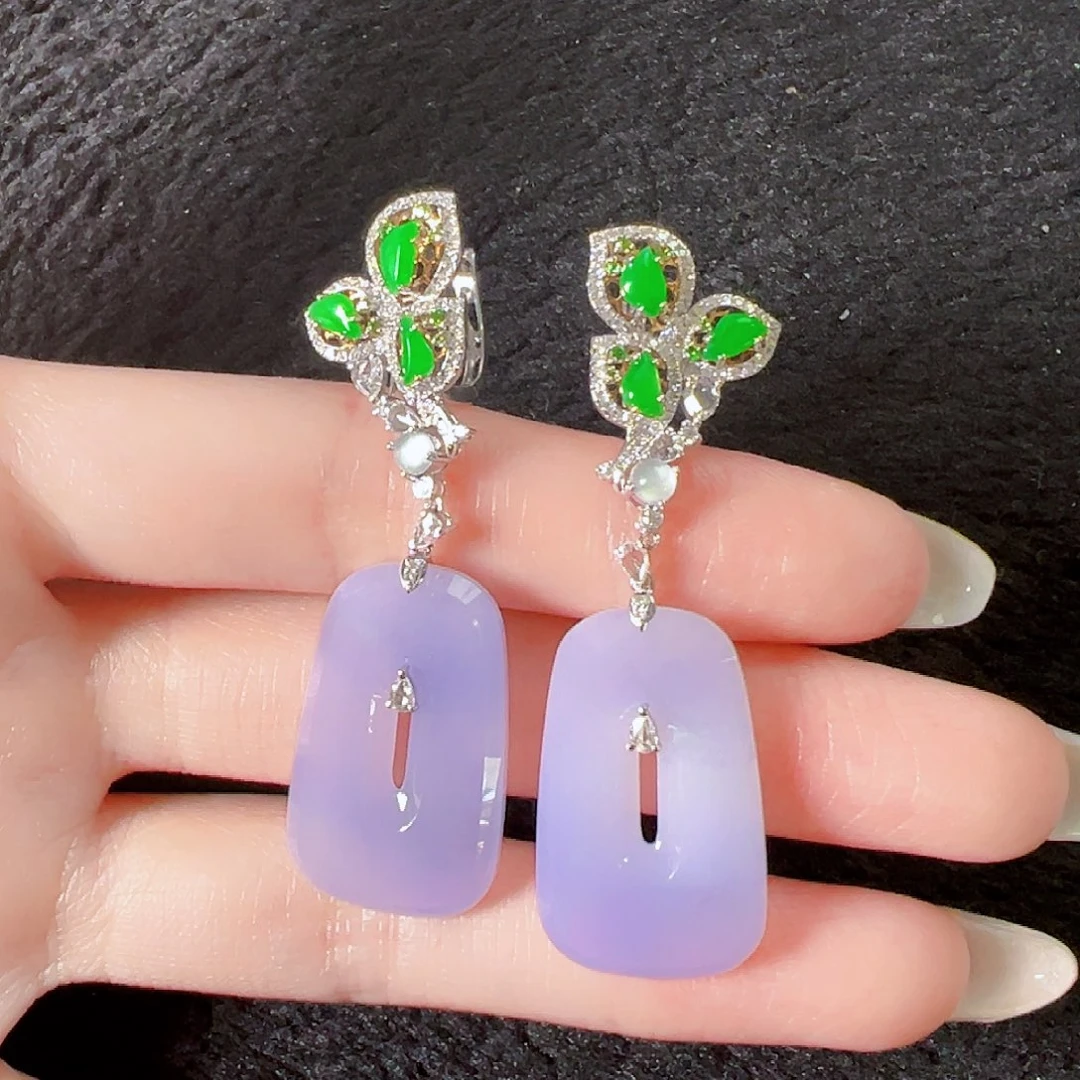 星***海翡翠18K金镶嵌耳饰签收后24小时鉴赏期