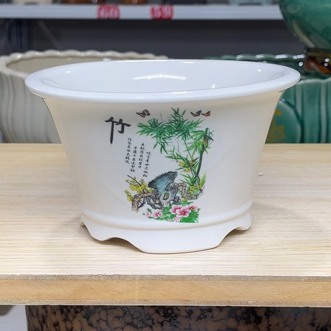 陶瓷绿植多肉微瑕花盆口径15*4