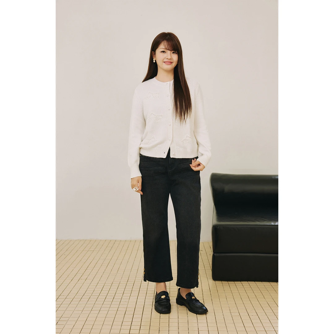 PLUSMALL 夜色丹宁 时髦松弛感复古水洗修身显瘦小脚PM2508057