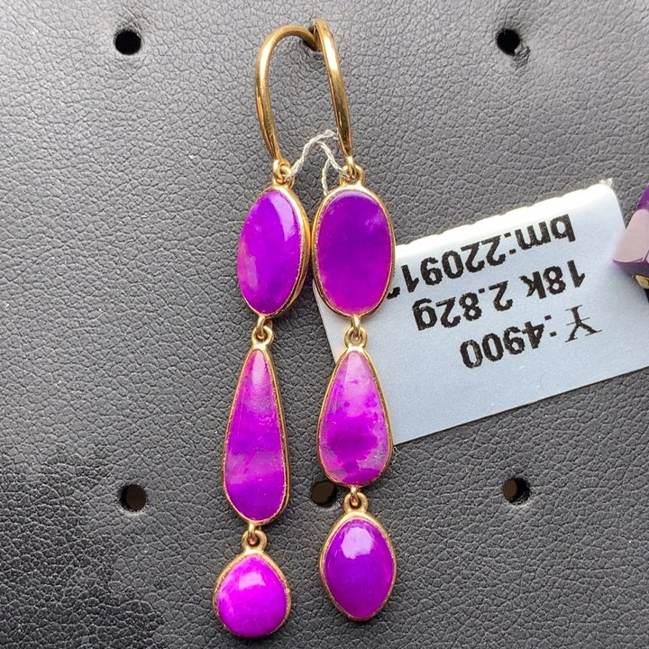 苏纪石（舒俱来）18K金镶嵌耳坠