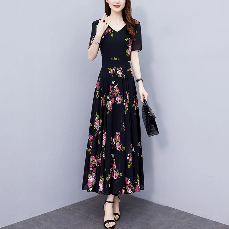 夏季新款雪纺碎花连衣裙大码mm胖大码秋款连衣裙裙子