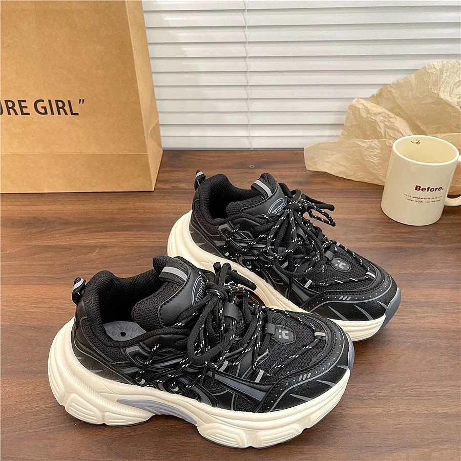 港风原创机能老爹鞋女小众情侣复古休闲鞋厚底增高拼接运动鞋男