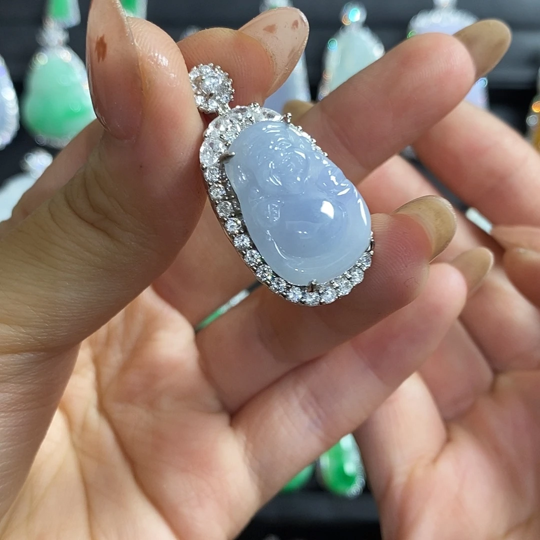 翡翠银S925镶嵌颈饰天然翡翠