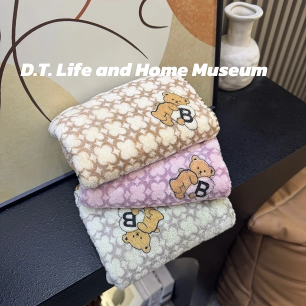 格子熊毛巾！双利新款珊瑚绒超吸水柔软卡通毛巾35*75