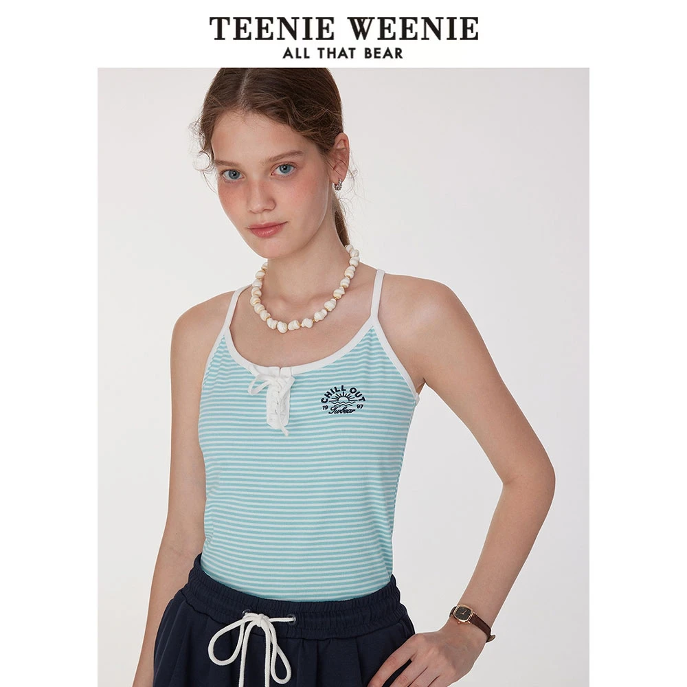 *TeenieWeenie小熊2025年夏季新款甜酷辣妹风条纹T恤TTRN252509T