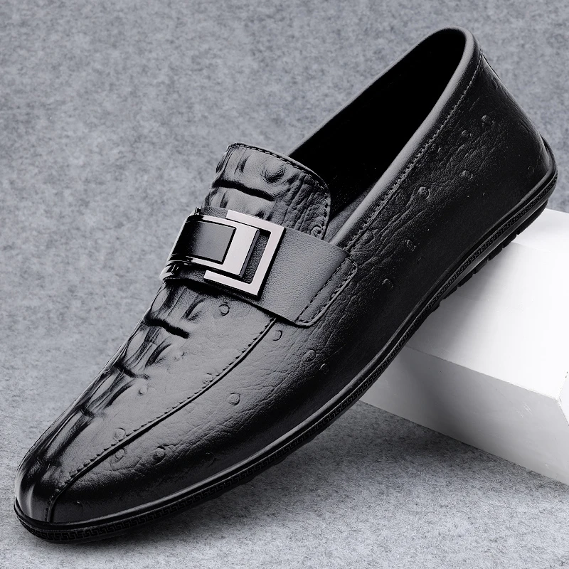 皮鞋男秋冬新款软底透气休闲商务鞋时尚百搭一脚蹬韩版驾车豆豆鞋