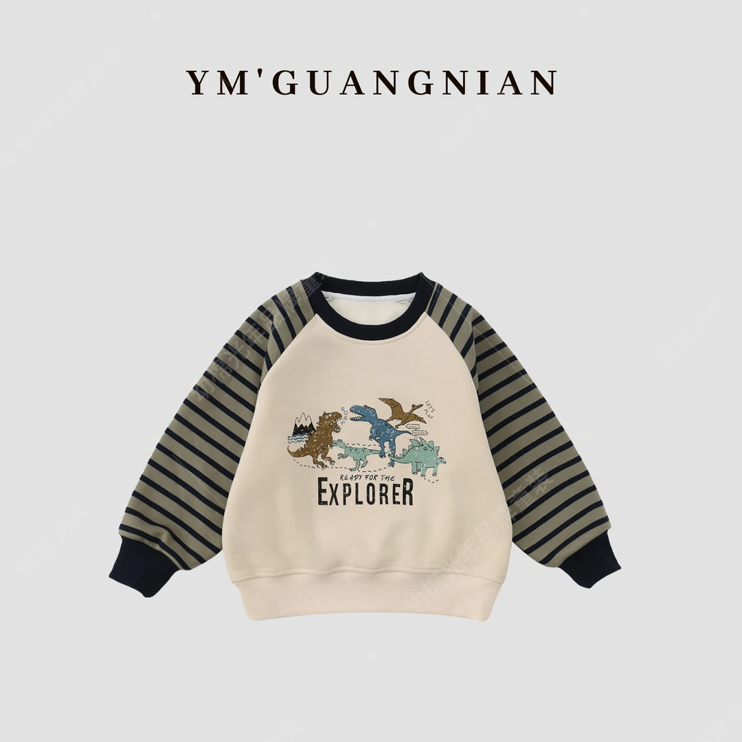 【幼棉光年】冬款男童插肩袖纯色休闲卫衣加绒保暖220963