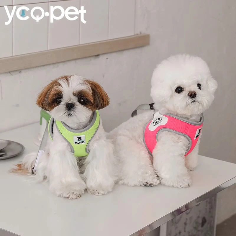 狗狗牵引绳背心式透气小型犬遛狗绳泰迪博美比熊胸背带幼犬狗链子