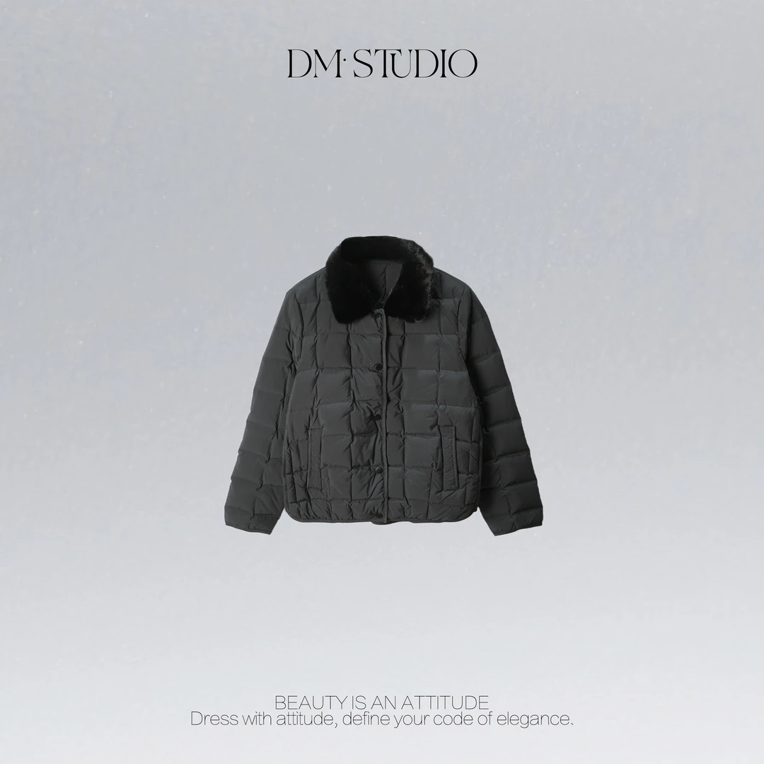 •STUDIO/冬季气质保暖拼貂毛领90白鹅绒羽绒服2506YRF/16976