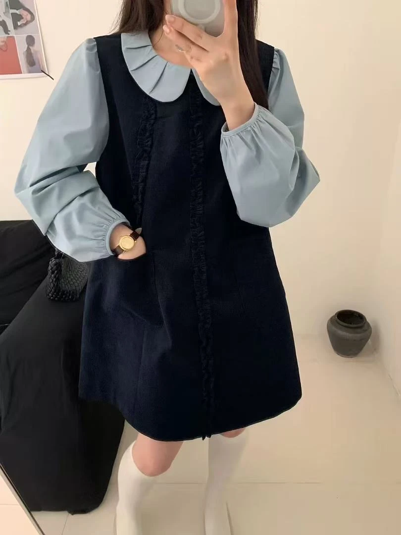 清妍 韩版无袖连衣裙学院风两件套99593/99956