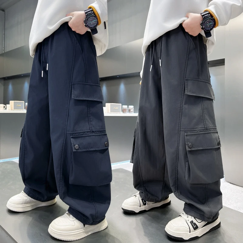 裤子休闲春秋纯色男童中大童