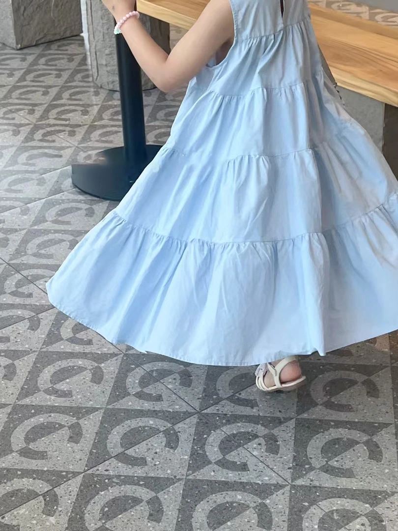 「糖果色」2025女童百搭蛋背心裙中大童气质长裙度假风无袖连衣裙