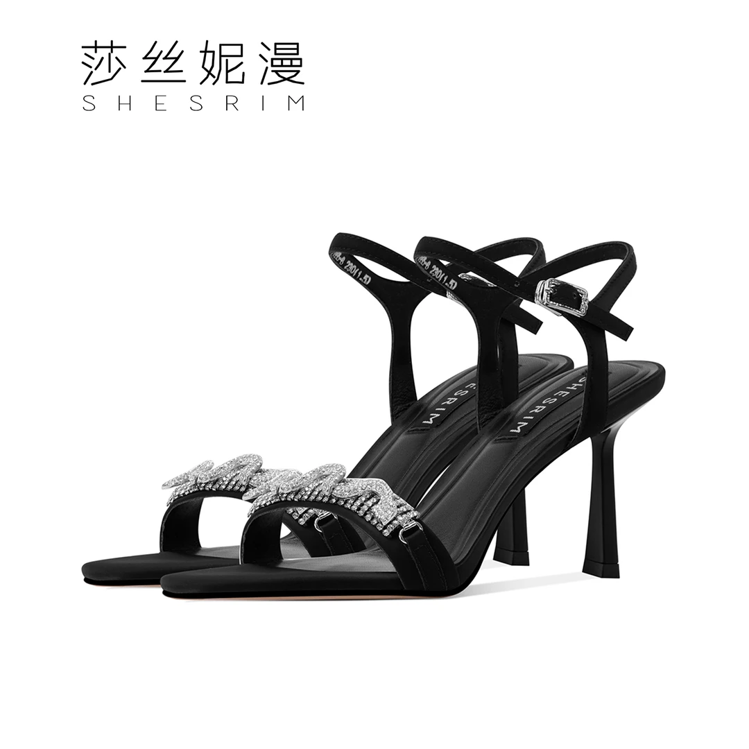 2025年新款气质夏季凉鞋性感时尚一脚蹬后空女鞋子细跟白色百搭