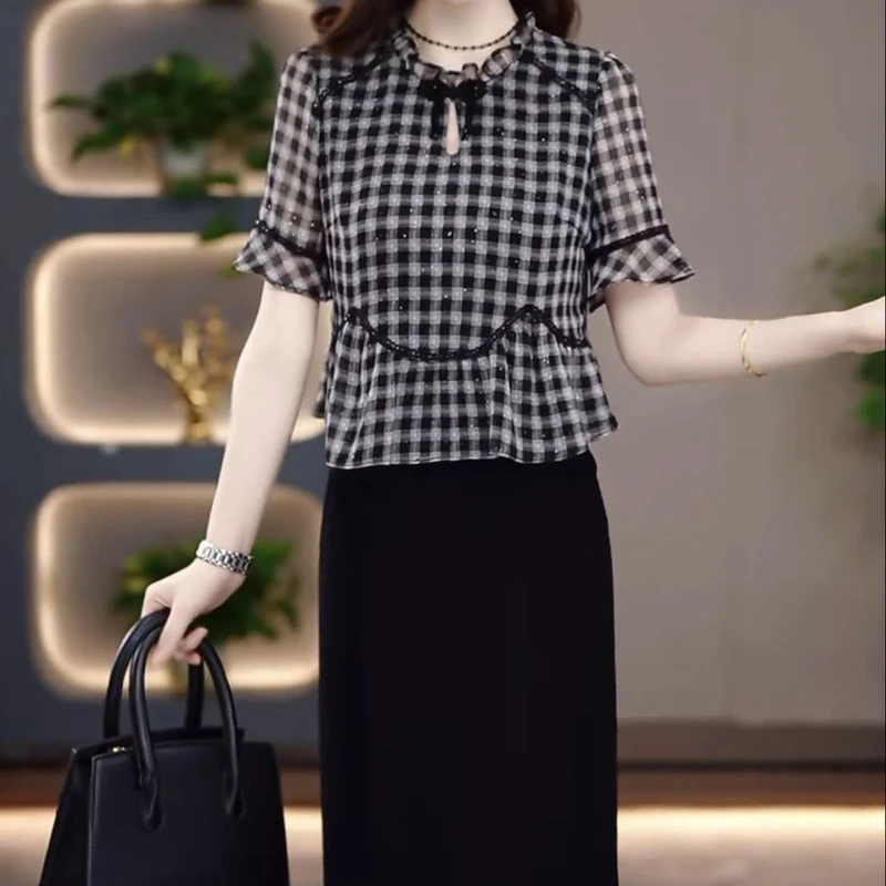 高级冰丽丝假两件优雅气质拼接礼服裙2025夏季新款遮肚显瘦连衣裙