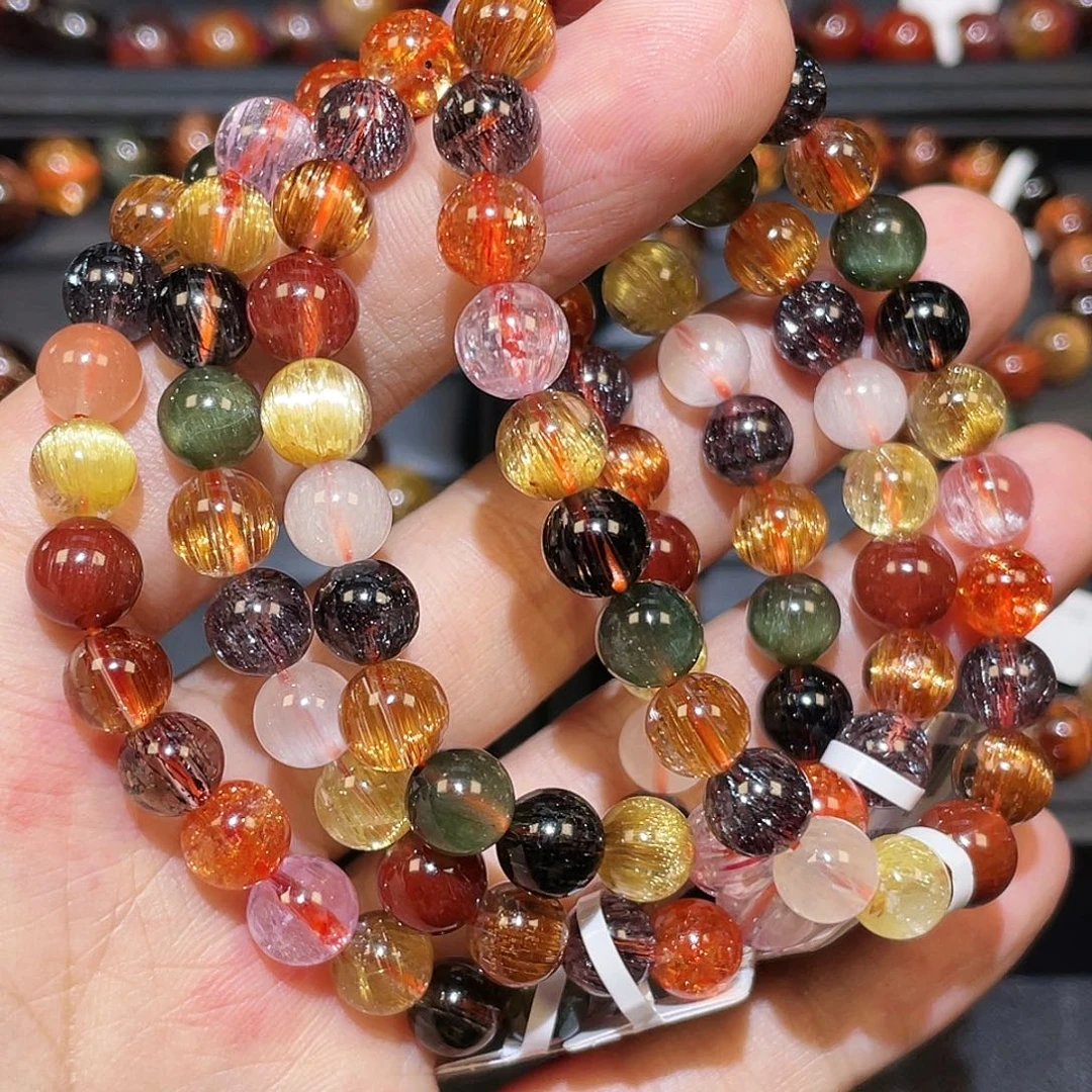 水晶手链未镶嵌多宝单圈7mm多样性发其一