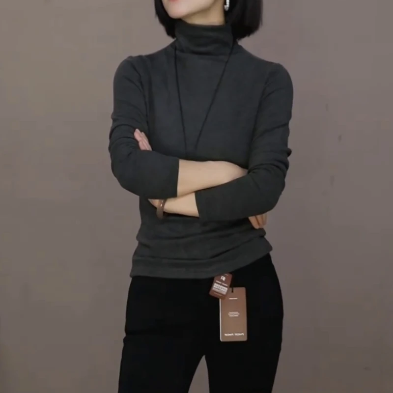 2025年秋冬新款高领打底衫女修身显瘦保暖内搭上衣时髦减龄T恤女