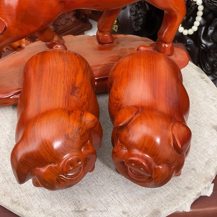 香榧木小猪工艺品摆件