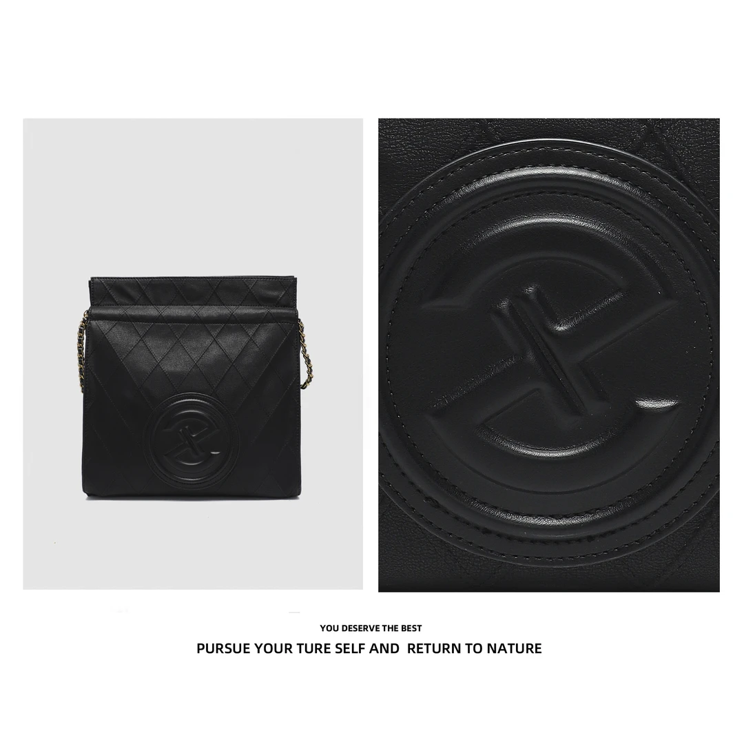 Discover Revive新款抽绳流浪休闲单肩双肩斜挎女包2761黑菱格