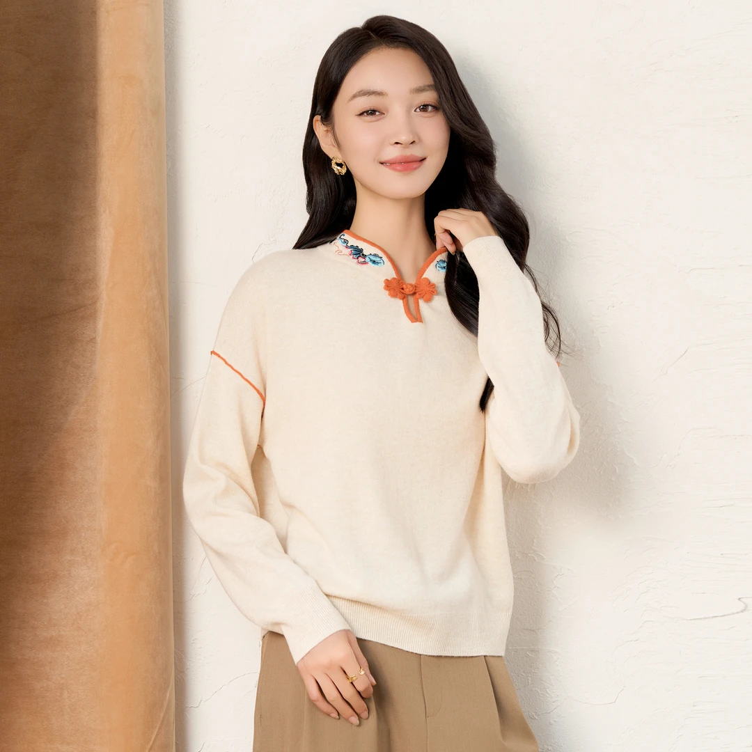 春竹品牌正品24秋冬新款国风新中式时尚设计款高档减龄女士羊毛衫