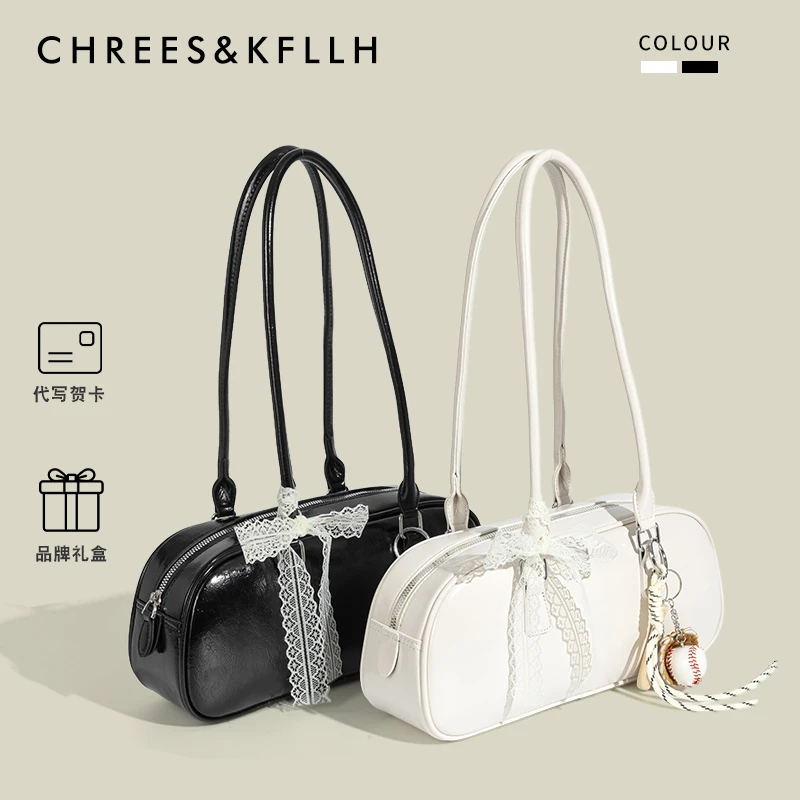 CHREES&KFLLH韩国芭蕾风法棍包2025新款ins蝴蝶结丝带单肩腋下包