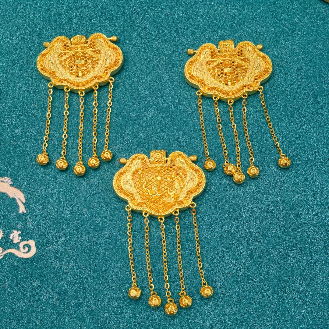 坠链均足银 天子门生锁吊坠古法工艺祥云设计送龙凤呈祥手工时尚