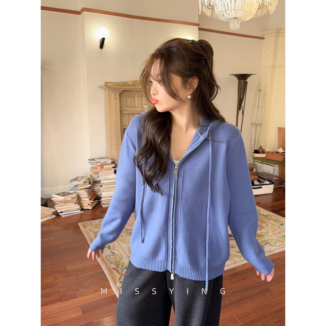 应小姐【莫兰迪】微胖大码显瘦休闲风时尚宽松保暖长袖拉链毛衣针织