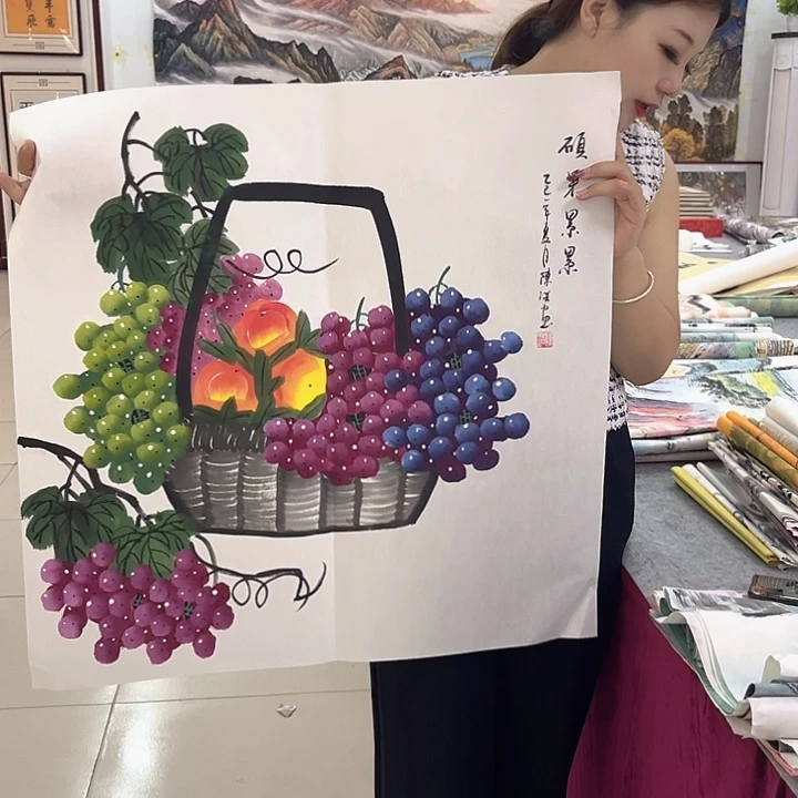 国画纯手绘宣纸花鸟山水