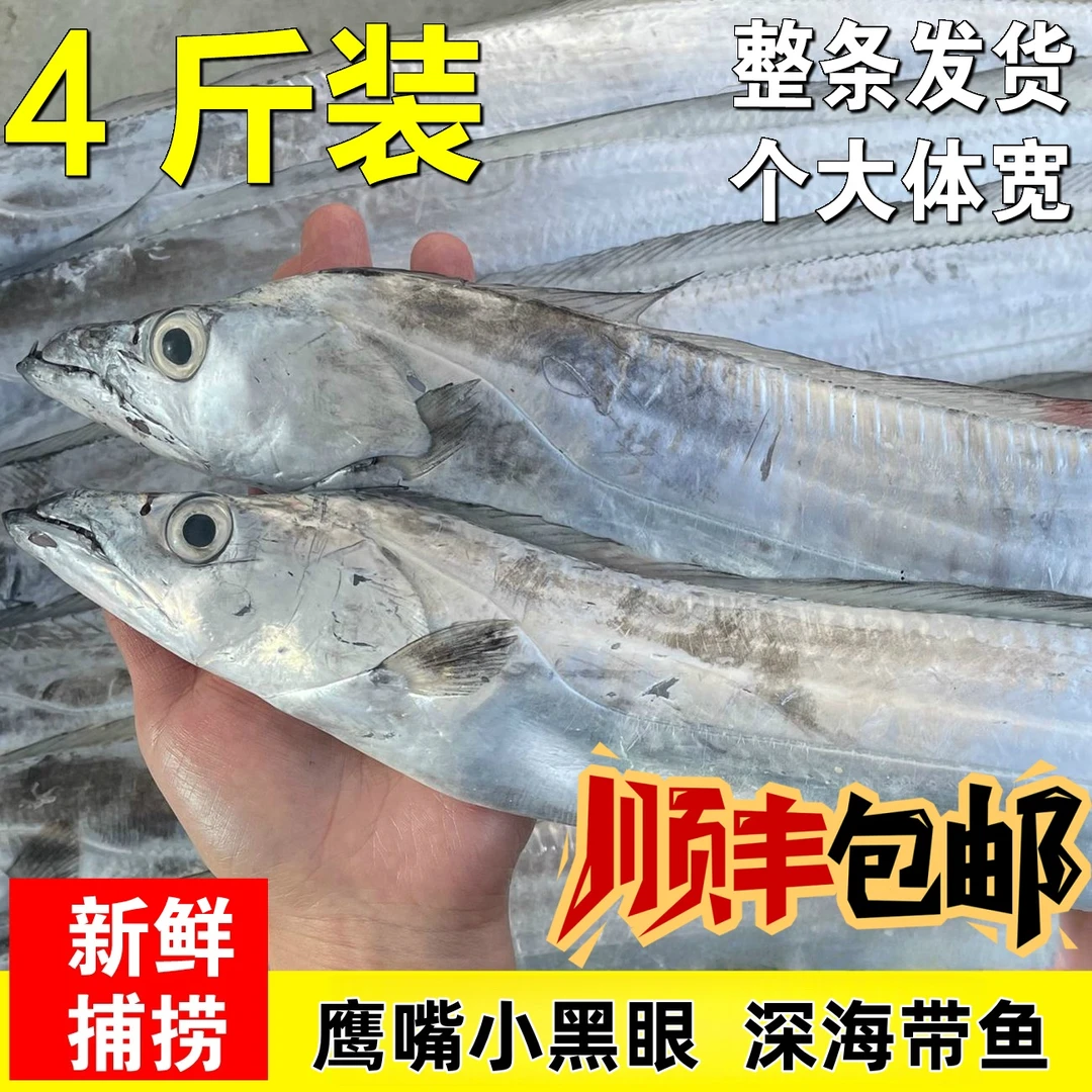 【顺丰包邮】大带鱼整条新鲜速冻大号刀鱼无冰衣深海好带鱼海鲜批发