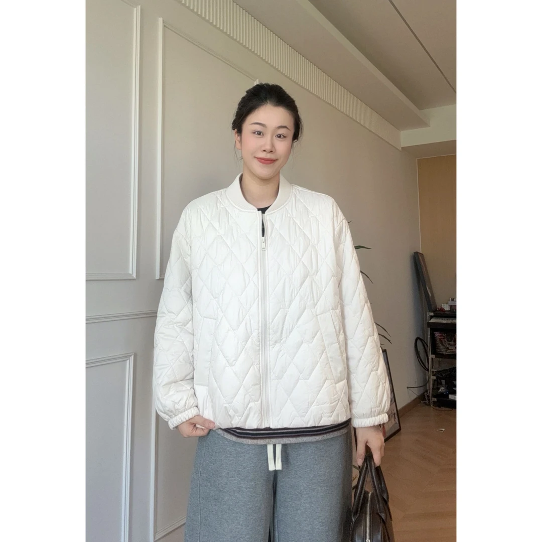 美亚恩NANA【暖洋洋】秋冬菱格纹棒球服棉服外套宽松保暖显瘦C0535